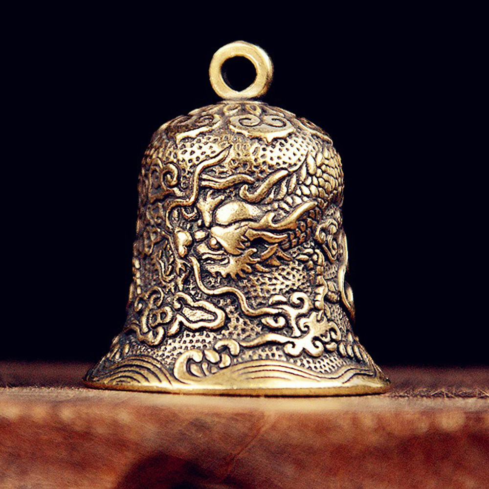 Vintage Collectible Bells - Vintage-Messingglocke mit geschnitztem Drachen-Totem, exquisites Kunsthandwerk,