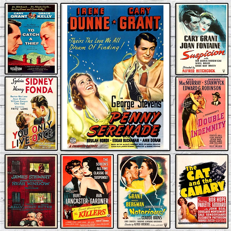 Vintage Collectible Posters - Vintage Amerikanische Klassische Liebesfilm-Kollektion Poster Hitchcock