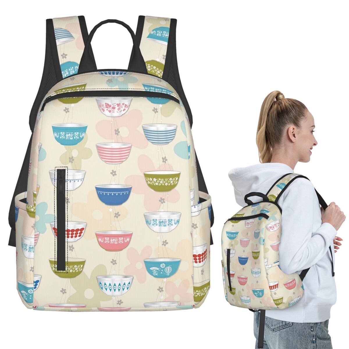 Vintage Collectible Pyrex - Vintage Pyrex Bowls Collection Rucksack, Studenten-Büchertasche,
