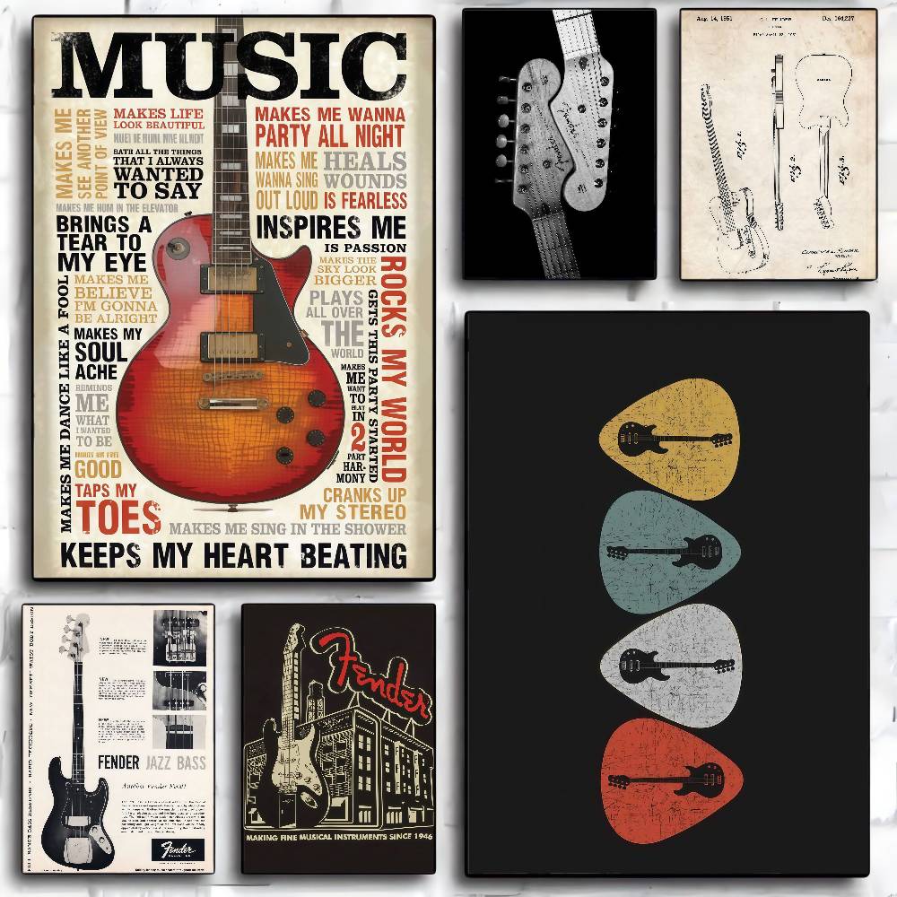 Gitarrenkollektion, selbstkleb – Vintage Collectible Posters Bewertung und Preis