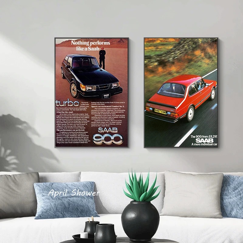 Klassische Vintage Saab 900 Tu – Vintage Collectible Posters Bewertung und Preis